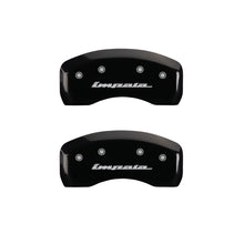 Carregar imagem no visualizador da galeria, MGP 4 Caliper Covers Engraved Front &amp; Rear Impala Black finish silver ch