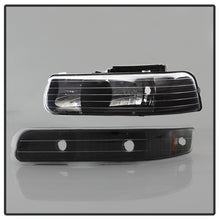 Carregar imagem no visualizador da galeria, Xtune Chevy TahOE 00-06 Amber Crystal Headlights w/ Bumper Lights Black HD-JH-CSIL99-SET-AM-BK